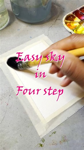 Watercolor Sky in 4 steps! #easysky #watercolorpainting #painting #simplesketches #art