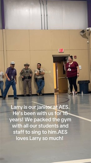 Happy birthday to you Larry! Larry is a true fightn buck! He’s been our janitor for 18 years! He never misses a day, always has a smile on his face, and care deeply for his AES family! #schooljanitor #happybirthdaylarry
