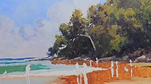 Working on this painting of Noosa Beach. Hoping to have it ready un time for the opening of Moore Art Gallery in Cooroy. It will also be available at https://www.MooreArt.gallery when ready. Check out all the details on the Figure Painting Academy here - https://moore.art/join-figure-painting-academy Next live stream on figures coming uo on the 1st December. | Rod Moore's Art