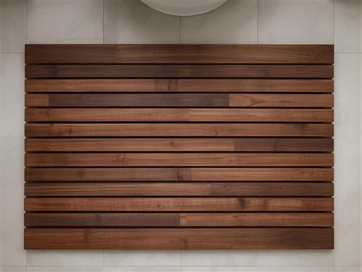 Natural Teak Wood Shower Mat, Spa Bathroom Decor, Custom Size - Etsy