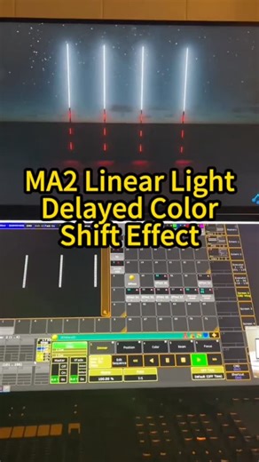 hufei on Instagram: "Learn MA2 linear light overlay delayed color shift effect quickly, let's master it together. #MA2ConsoleTips #LightingEffectTutorial"