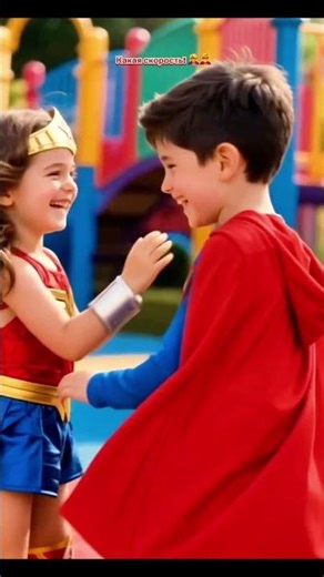 «Little Wonder Woman Meets Superman: A Heartwarming Superhero Encounter»