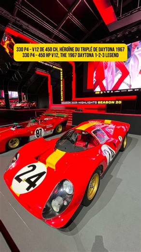Ferrarista.club on Instagram: "🇫🇷 Chef-d’œuvre absolu de l’histoire Ferrari, la 330 P4 est l’une des voitures de course les plus mythiques jamais créées. Seulement 3 exemplaires ont été construits. Avec son V12 de 4,0 L développant 450 ch à 8000 tr/min pour seulement 620 kg, elle incarne la quintessence de la performance des années 60. Vainqueur des 24h de Daytona 1967 lors du légendaire triplé Ferrari, ce prototype reste une icône du sport automobile. Son design, son poids plume et son moteur