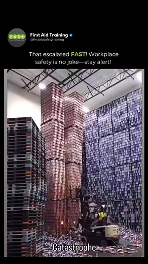 Incidents can happen as fast as this! Especially when your team is working with stock at height! ⚠️❌ #fastfirstaidtraining #workplacesafety #warehouse #forklift #workplacewoes #exploremore #explorepage | FAST- First Aid Safety Training