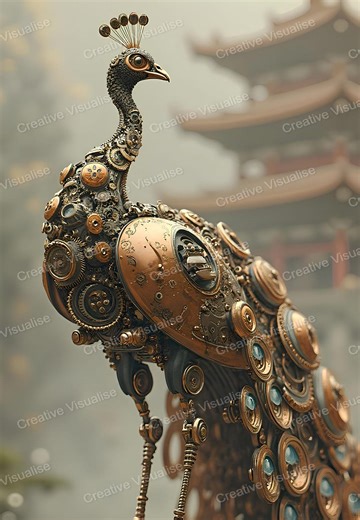 A Robot Peacock Wallpaper (high-resolution Digital Print, 11000 X 16000 Pixels 300 DPI JPEG-PDF) - Etsy