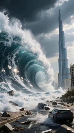 🌊 Dubai Tsunami Disaster | Cinematic 4K Realistic Scene | Burj Khalifa Underwater! #trending #viral