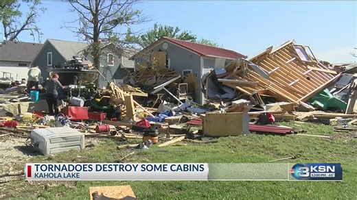 Cabins damaged by tornado at Kansas lake