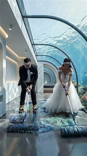 WEDDING IN AN UNDERWATER TUNNEL?! 🤍💙 Most Insane Epoxy Floor Ever #epoxyresin #homedesign #diy