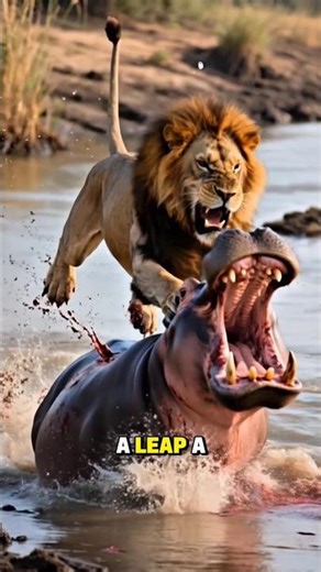 Lion vs Hippo: The Ultimate Fight for Survival in the Wild #animals