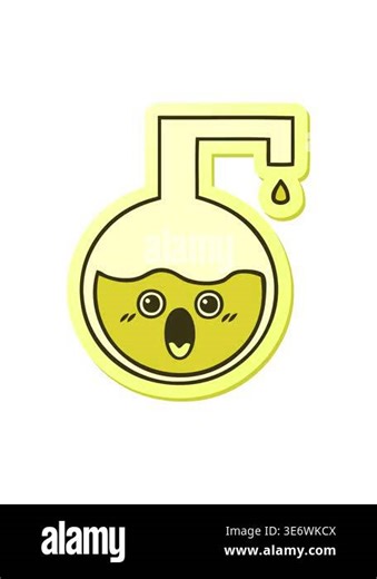 changing color animation of sticker of a cartoon science experiment Stock Video Footage - Alamy