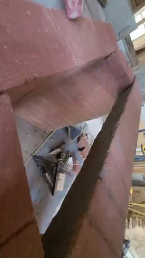 Rumford style fireplace throat construction. Custom build.