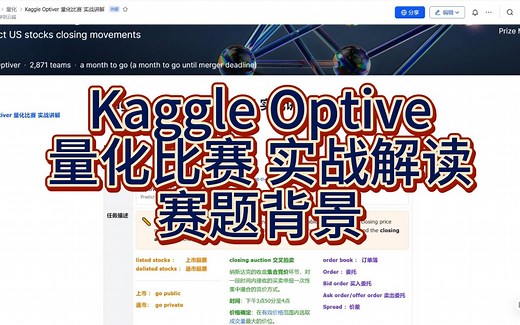 【kaggle optiver量化竞赛】实战解读：赛题背景