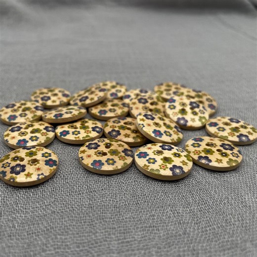 Floral Printed Wooden Buttons 20mm, Round 2 Hole Sewing Buttons, Watercolor Style Craft Buttons for Sweaters and Fabric DIY - Etsy