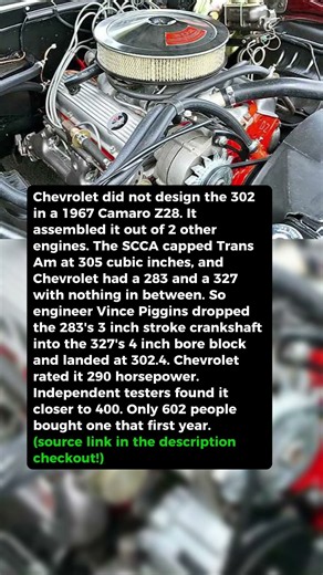 Chevrolet Built This 302 by Dropping a 283 Crank Into a 327 Block #shorts #car #automobile