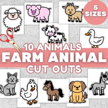 Farm Animal Cut Outs | 10 Farm Animal Templates in 5 Sizes for Crafts & Decor