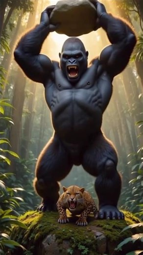 Gorilla Saves Baby from Leopard #aianimation #usashorts