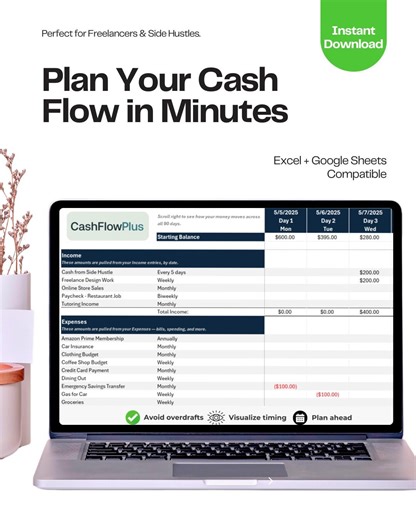 Cash Flow Budget Spreadsheet for Excel and Google Sheets | Income & Expense Tracker for Freelancers - Etsy