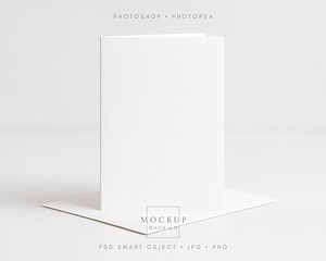 Vertical Card Mockup With Envelope, Realistic Minimalist 5x7 Greeting Card Art Display, Folded Paper Mock up PSD Smart Object JPG PNG | 001 - Etsy