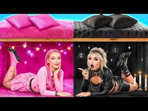 One face, TWO vibes! 😱💗🖤 Pink vs. dark hair makeup and transformation ✨