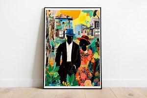 Black Couple Silhouette Wall Art, Black History Month Art, Afrocentric Poster, African American Love Print, Tropical Urban Romance Decor - Etsy