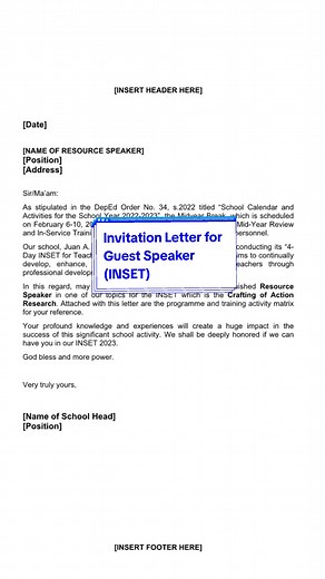 Sample Invitation Letter for Guest Speaker in School