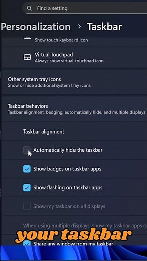 Auto hide taskbar in windows 🖥️#pc #tricks #ytshorts #tips #tricks