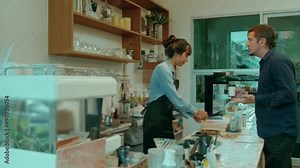 Angry customer complaining about barista in coffee shop