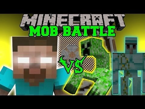 HEROBRINE VS DIAMOND GOLEM, MUTANT CREEPER, & TITAN - Minecraft Mob Battles - Mods