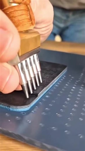 Pure Leather Crafting ASMR: Punching Stitching Holes