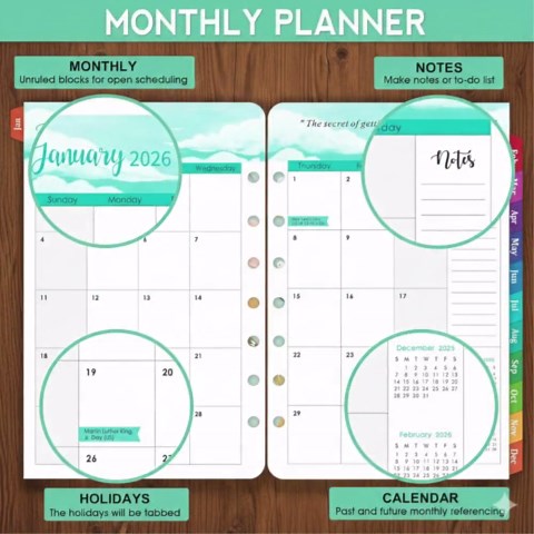 2026 Planner Refills - 7 Punched Holes 2026 Weekly Monthly Planner Refills From January 2026 to December 2026, Planner Refill/inserts - Etsy