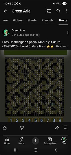 Easy Challenging Monthly Kakuro (25-8-2025) #shorts