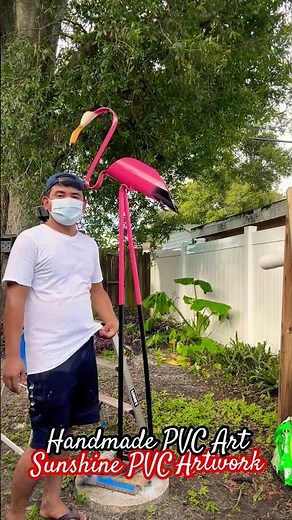 DIY Dancing Giant Flamingo PVC in my backyard 🦩#flamengo#flamingo#flamingoes#diycrafts#artandcraft