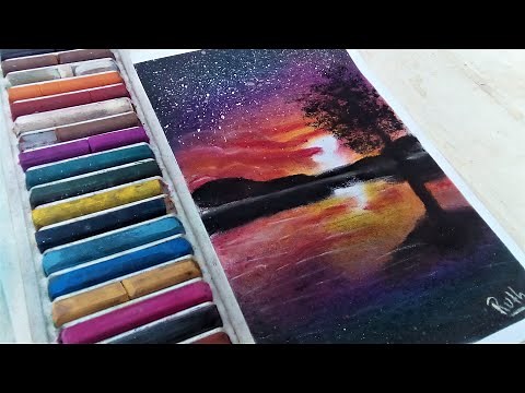 como dibujar con colores pastel un paisaje || tizas pastel / speed drawing