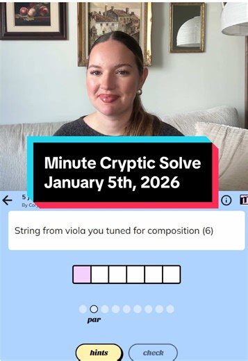 from randomly deciding to start pronouncing viola wrong to gaslighting myself out of the answer… not sure what was up with me today LOL // Minute Cryptic solve Monday, January 5th, 2026 #minutecryptic #crossword #wordgame #crypticcrossword