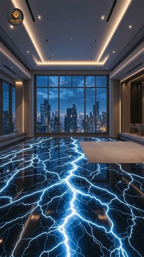 Luxury Penthouse Lounge Lightning Storm Epoxy Floor Transformation