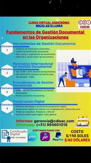 Curso: "Fundamentos de Gestión Documental en las Organizaciones".