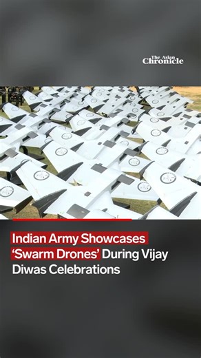 The Asian Chronicle on Instagram: "Indian Army Showcases ‘Swarm Drones’ on Vijay Diwas! This Vijay Diwas, the Indian Army showcased cutting-edge swarm drone technology, highlighting India’s push towards modern warfare and technological supremacy. These drones, capable of coordinated operations, symbolise the future of defence, combining precision, agility, and intelligence in one formidable system."