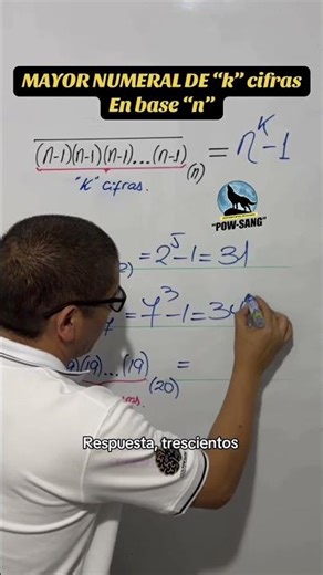 MAYOR NUMERAL DE K CIFRAS EN BASE N | ARITMÉTICA – NUMERACIÓN