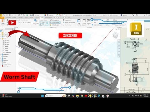 Autodesk Inventor Tutorial - How to Model a Worm Shaft Worm Gear - Step by Step