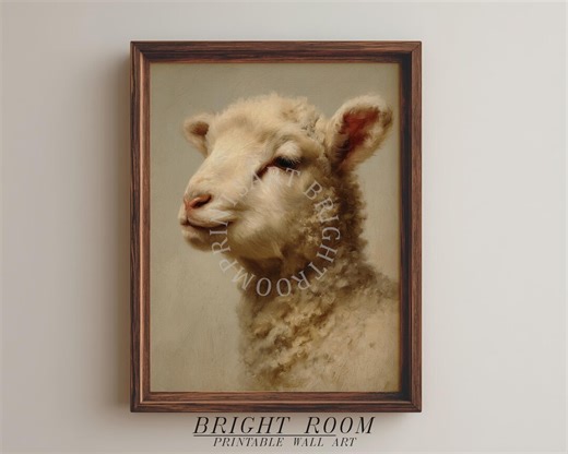 Rustic Lamb Portrait Print - Cottagecore and Farmhouse Style, Vintage Muted Warm Tones, Cozy Digital Wall Art, Printable Sheep Painting 16 - Etsy