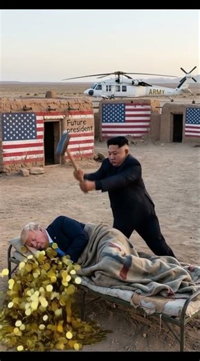 Trump shocked 😲 Kim jong running footsteps backwards comedy scene 🤪#shortsfeed #funny #satire