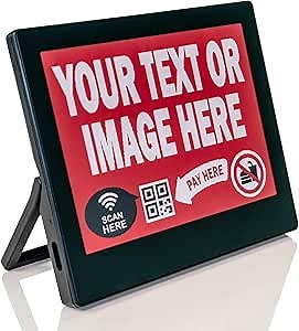 Santek EZ Sign 4.2" Small E-Paper Digital Signage | Tri-Color Display with USB Update via Windows App | Custom Message Board for Business, QR code sign (Black, Pack of 1)