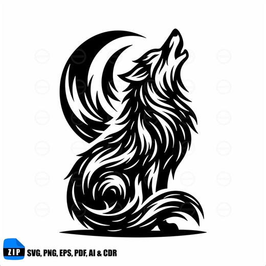 Howling Wolf SVG: Tribal Moon Clipart, Wildlife Vector (digital Download) - Etsy