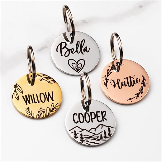 Personalized Stainless Steel Dog Tags – Custom Dog Name Tag, Contact Info Engraved on Back - Etsy