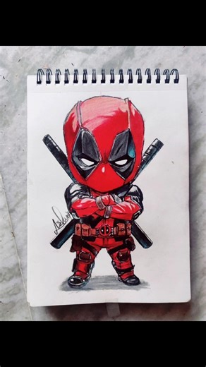 chibi Deadpool drawing 😈#deadpool #chibi#marvel #drawing #shorts
