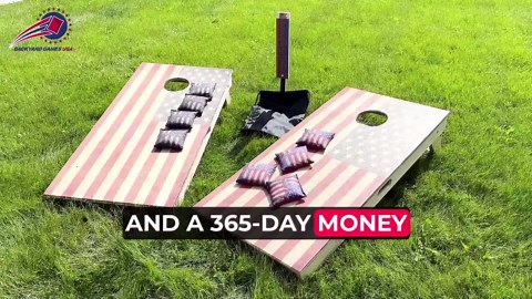 CornholeGamesUSA Pro Cornhole Boards Set | Made in USA | 3/4 Baltic Birch | No Bounce | Triple Thick Legs | Two Brace & Handles, Tournament 2x4 Regulation Set with Score Tower & Cornhole Bags