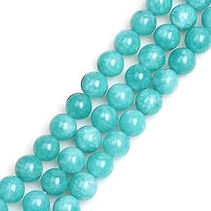 GEM-Inside 12mm Blue Amazonite Color Jade Stone Gemstone Loose Beads Round Beads for DIY Jewelry Making 15"