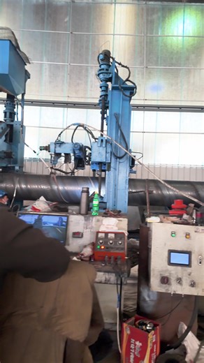 Spiral steel pipe production is in progress. Have you ever seen a rotating spiral pipe? #steel #SpiralPipe #SteelPipe #industrial