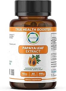 Papaya Leaf Extract 500 mg for Hair, Skin with 4X Extra Strength Support Blood Platelet with 60 Capsules for 60 Days Supports Digestive Health & Natural Antioxidant