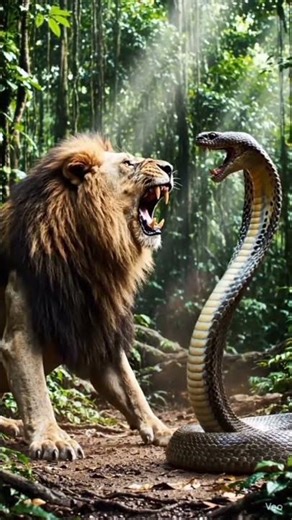 lion vs snake fight #animals #lion